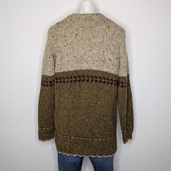 Dyed In The Wool Brown Tan 100% Wool Sweater Made In Ireland L/XL - Picture 6 of 9